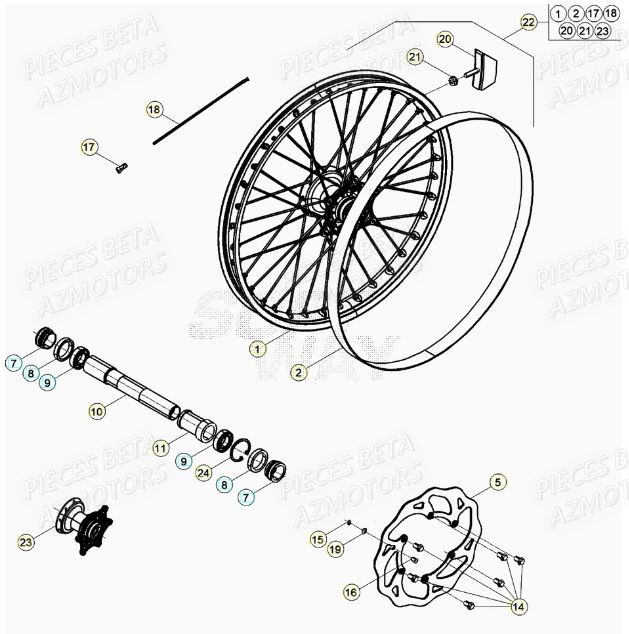 ROUE_AVANT BETA Pieces BETA RR XTRAINER 300 2T - (2021)