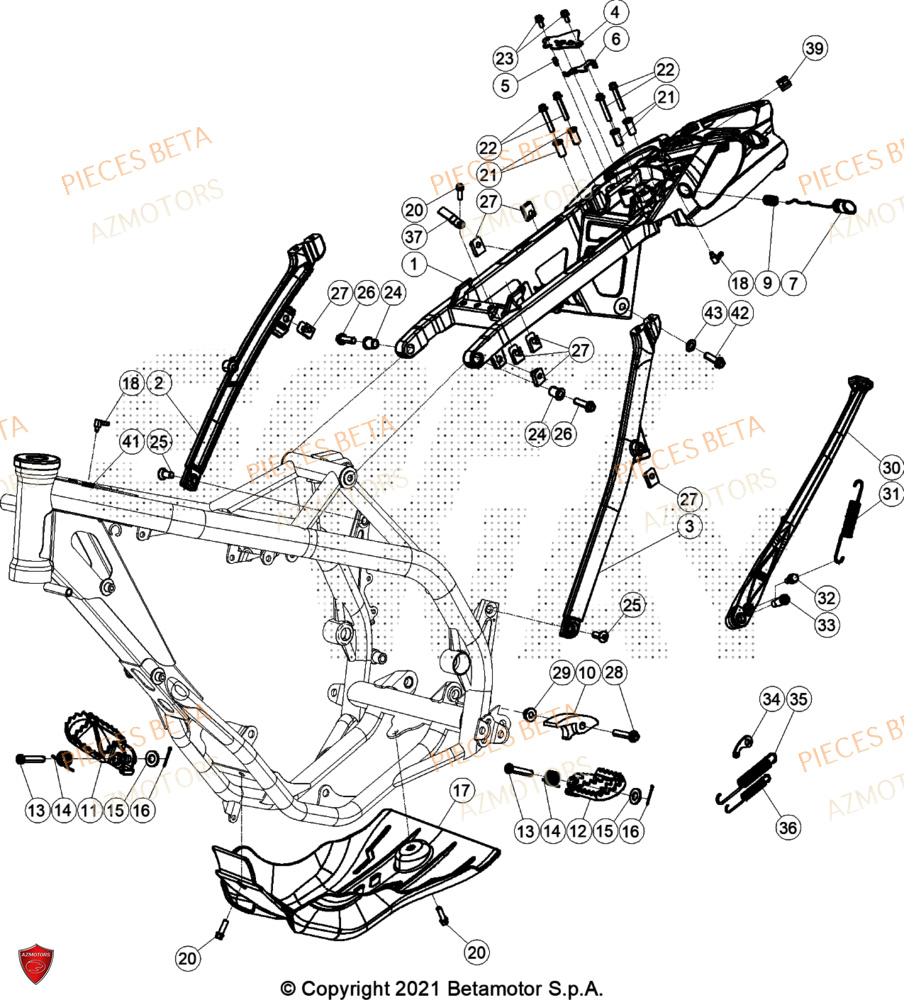 Accessoires Du Chassis AZMOTORS Pieces BETA RR XTRAINER 300 2T - (2022)