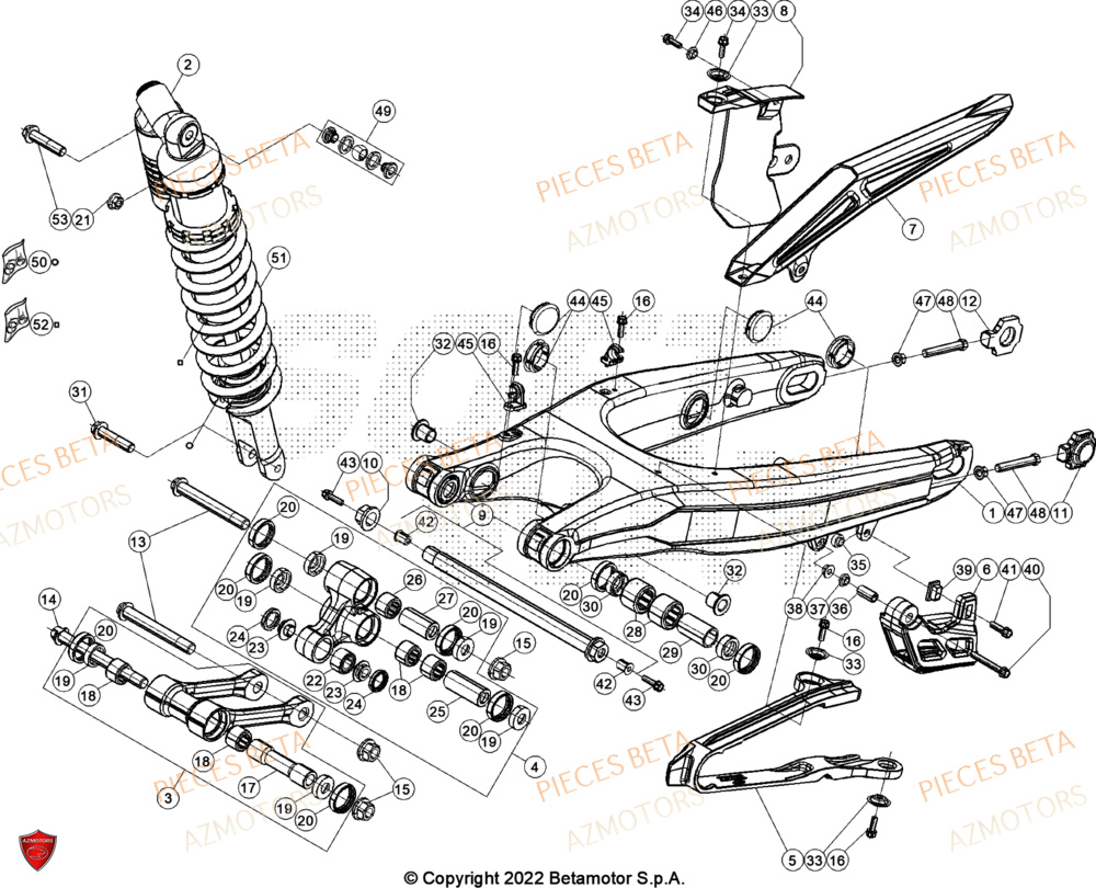 Bras Oscillant AZMOTORS Pieces BETA RR XTRAINER 300 2T - (2022)