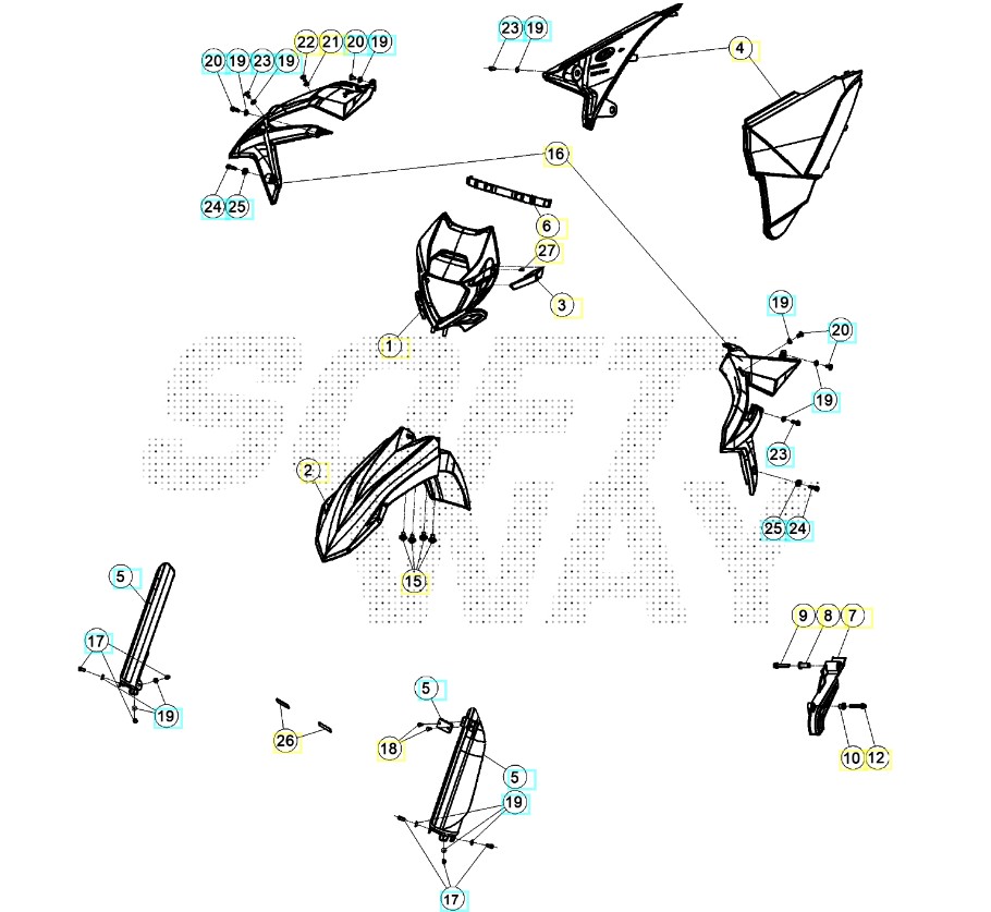 Carenages Avant BETA Pieces BETA RR XTRAINER 300 2T - (2022)