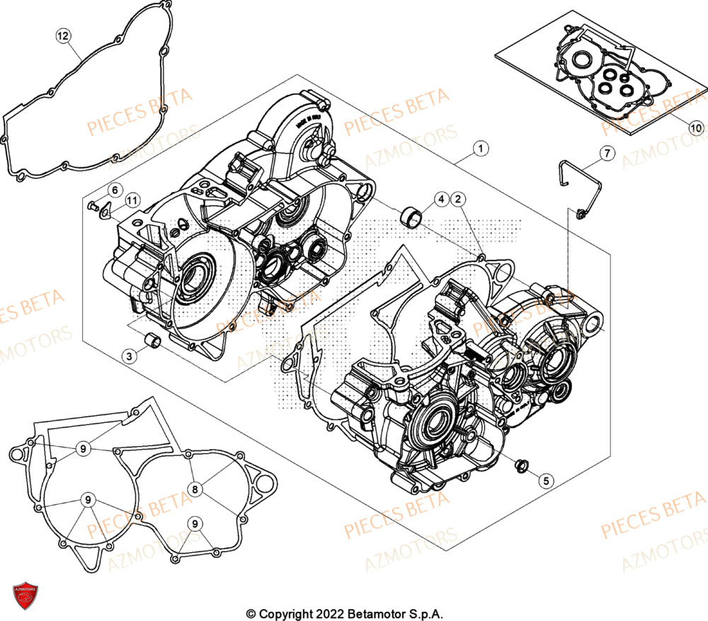 Carter Moteur AZMOTORS Pieces BETA RR XTRAINER 300 2T - (2022)