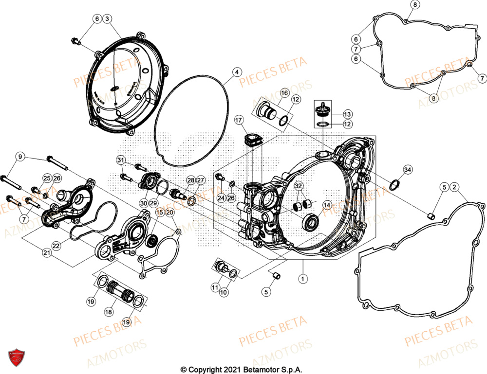Couvercle Embrayage AZMOTORS Pieces BETA RR XTRAINER 300 2T - (2022)