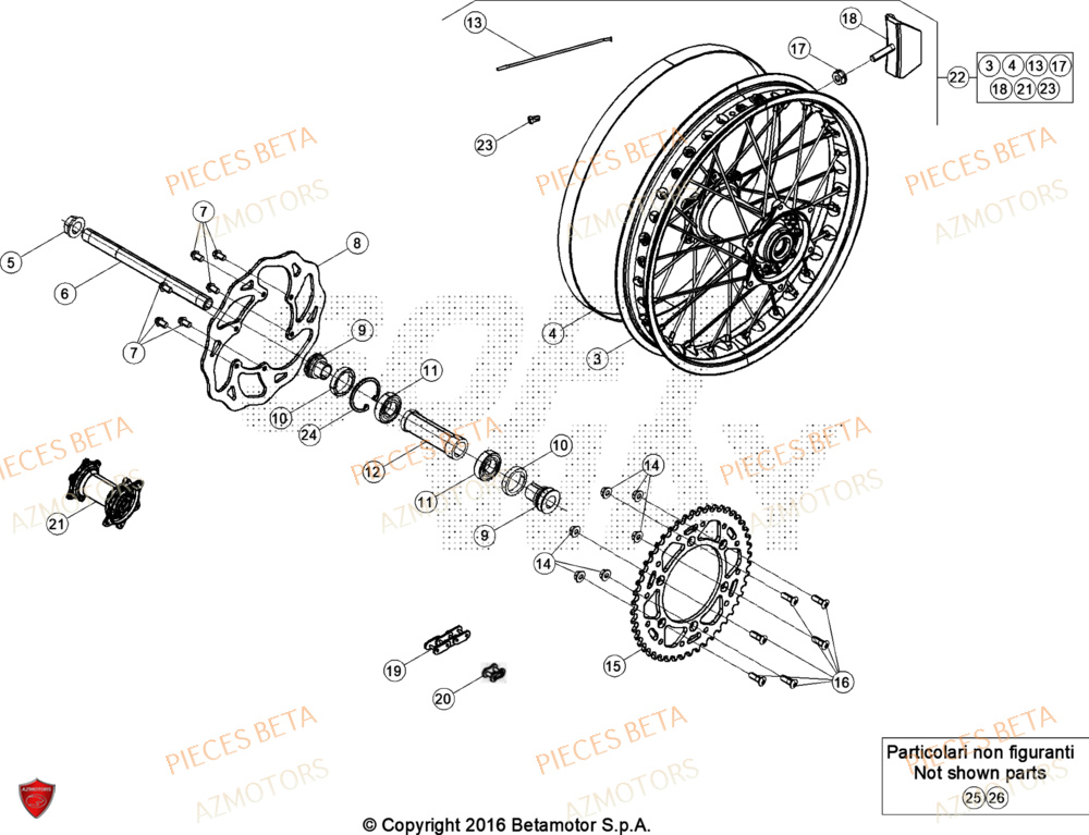 Roue Arriere AZMOTORS Pieces BETA RR XTRAINER 300 2T - (2022)