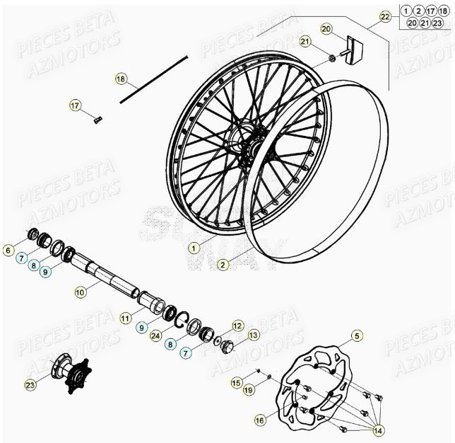 ROUE_AVANT BETA Pieces BETA RR XTRAINER 300 2T - (2022)