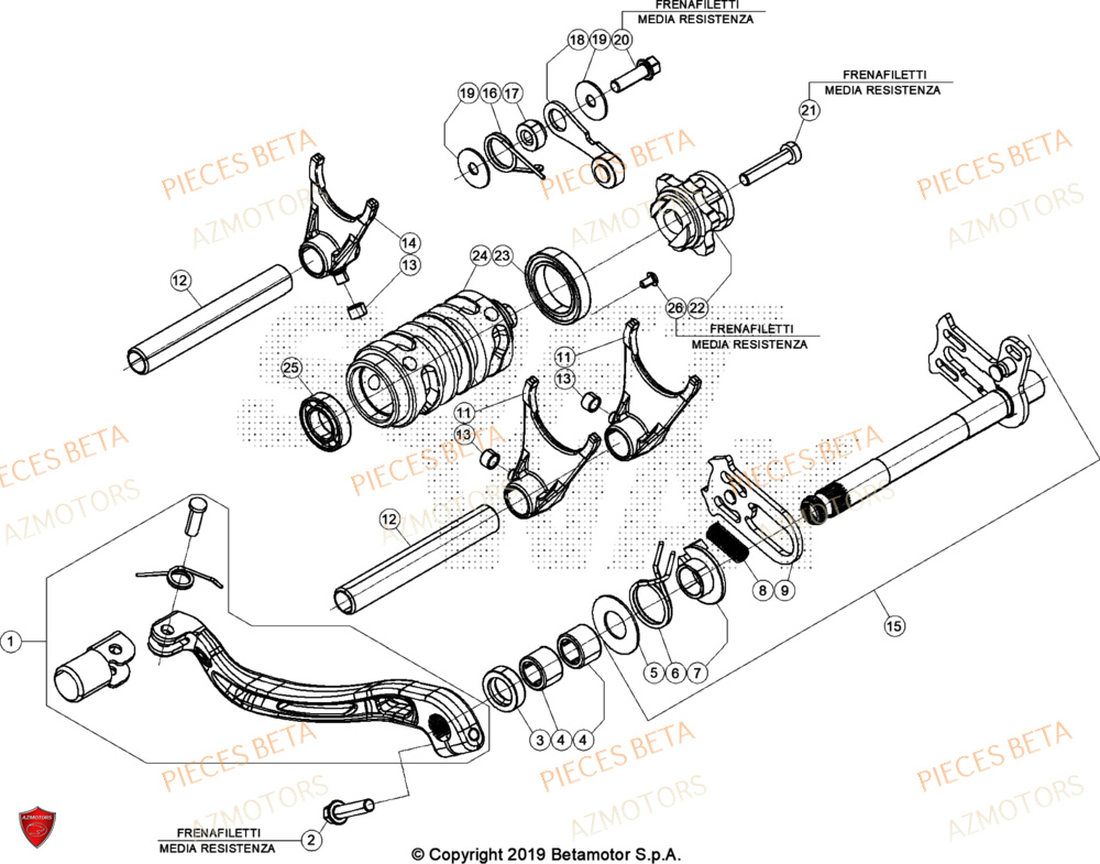 Selecteur De Vitesses AZMOTORS Pieces BETA RR XTRAINER 300 2T - (2022)
