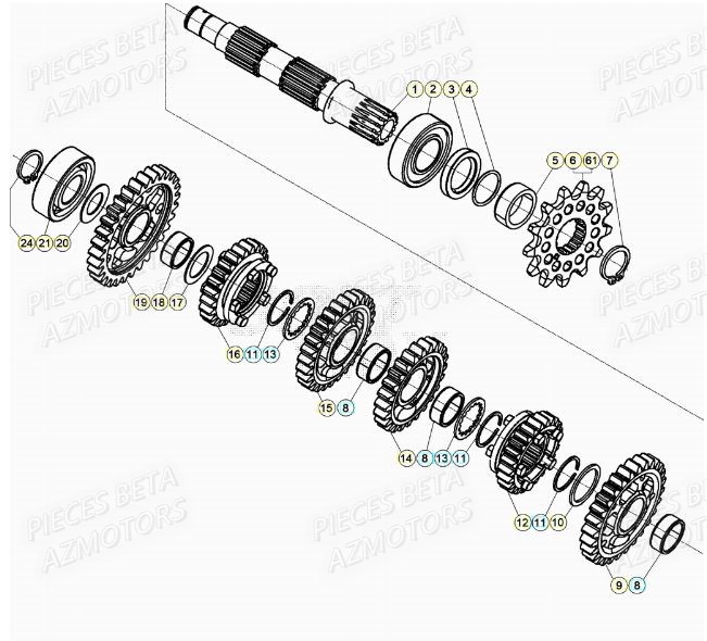 PIGNON DE TRANSMISSION SECONDA IRE BETA pour TRANSMISSION de XTRAINER 300 MY22