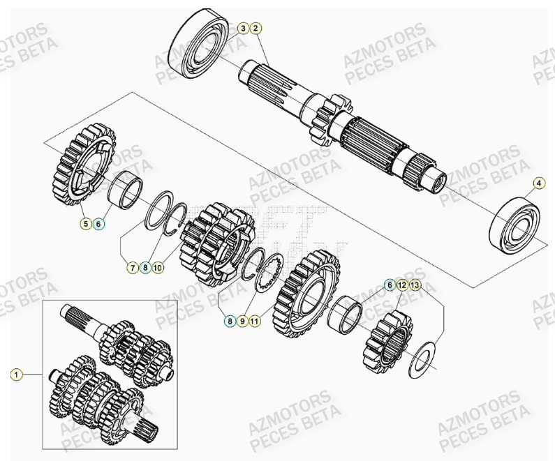 Boite A Vitesses BETA Pieces BETA RR XTRAINER 300 2T - (2023) 
