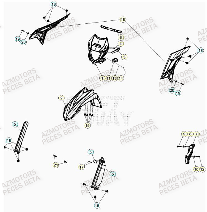 PROTECTION TIGE - KIT RED BETA pour CARENAGE AVANT de XTRAINER 300 MY23