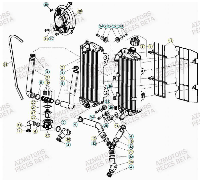 Radiateur BETA Pieces BETA RR XTRAINER 300 2T - (2023)