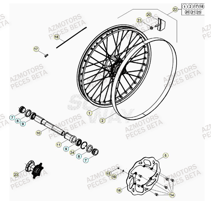 Roue Avant BETA Pieces BETA RR XTRAINER 300 2T - (2023)