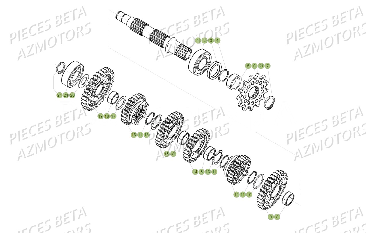 BOITE-A-VITESSES-PIGNON BETA 036873000 - Pièces BETA RR XTRAINER 300 4T - (2018)