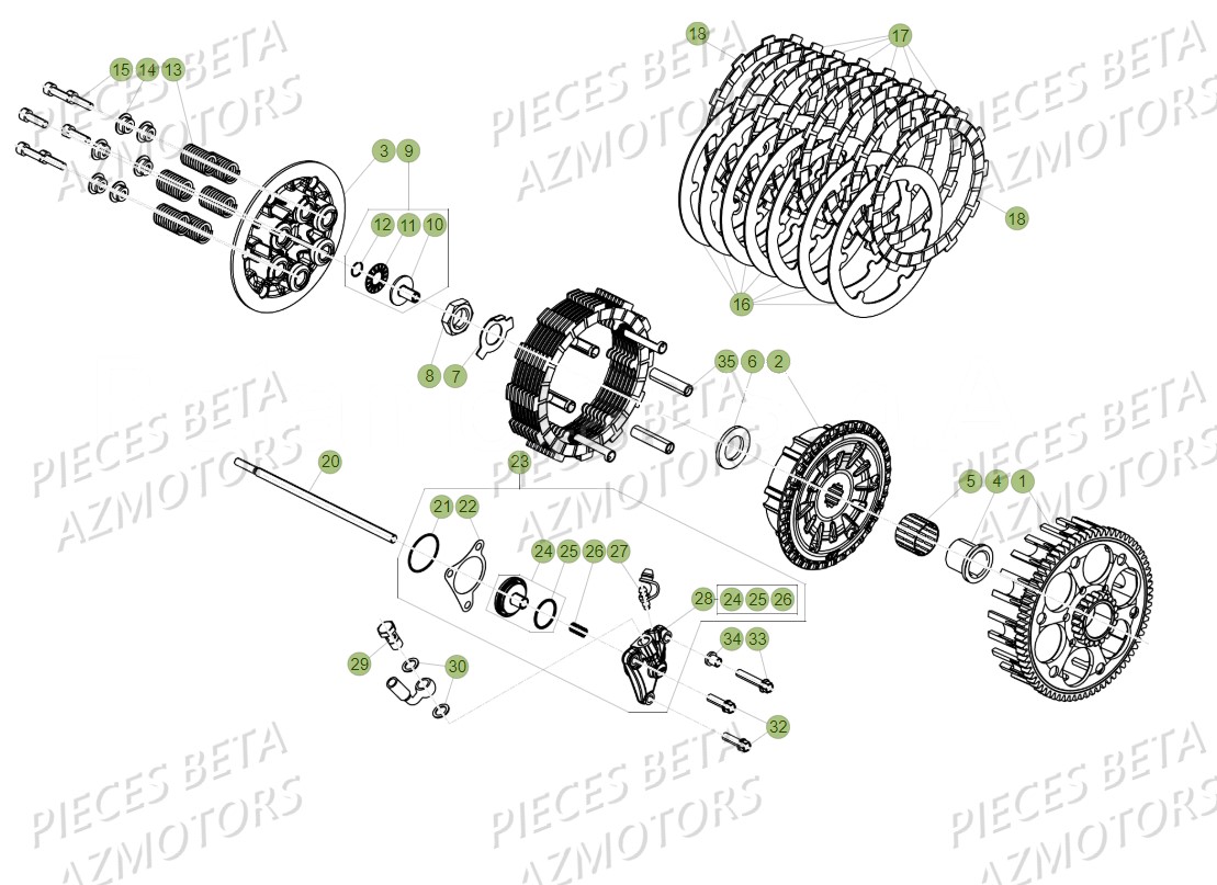 Embrayage No Serie 202107 A 203715 BETA Pièces BETA RR XTRAINER 300 2T - (2018)