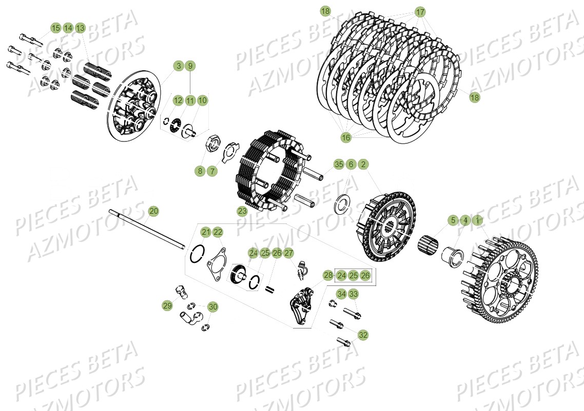 Embrayage No Serie 203716 A 299999 BETA Pièces BETA RR XTRAINER 300 2T - (2018)