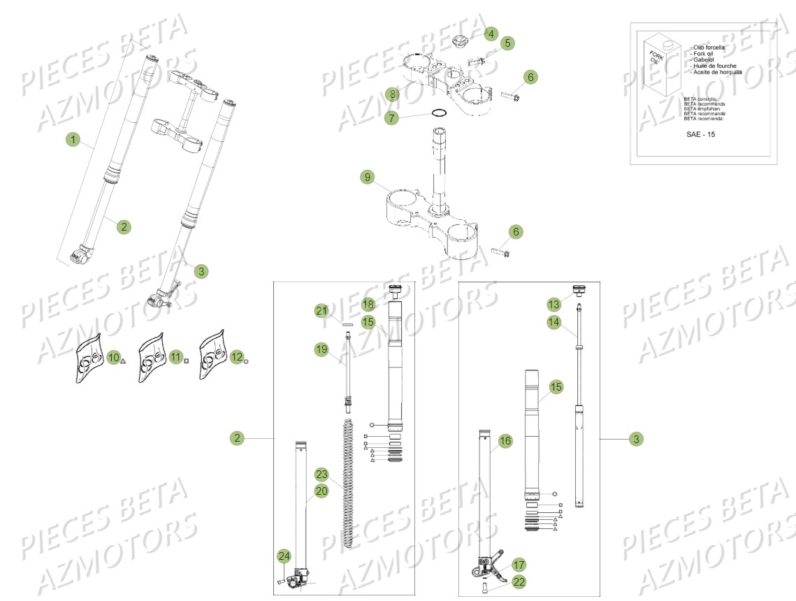 Fourche BETA Pièces BETA RR XTRAINER 300 2T - (2018)