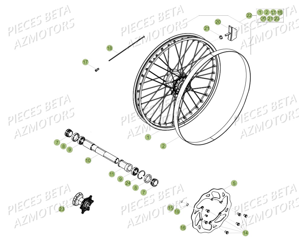 Roue Avant BETA Pièces BETA RR XTRAINER 300 2T - (2018)