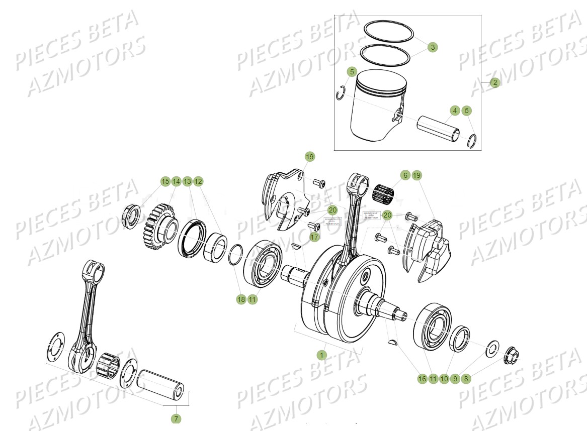 Vilebrequin Piston Contre Arbre BETA Pièces BETA RR XTRAINER 300 2T - (2018)