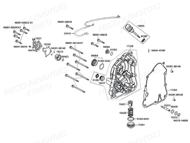CARTER DROIT POMPE A EAU AZMOTORS X TOWN 125I E4