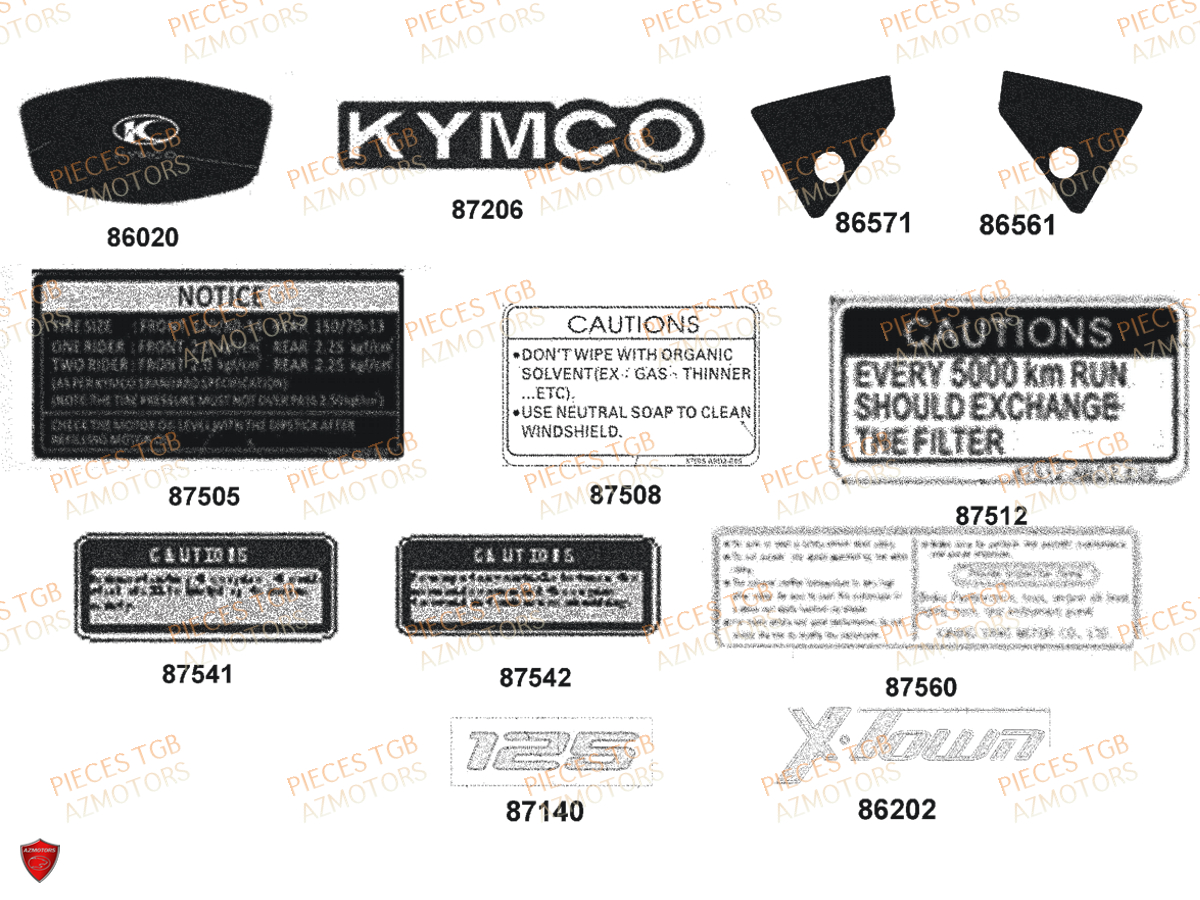 Decors KYMCO Pièces X.TOWN 125 I CBS EURO 4 (KS25AD)