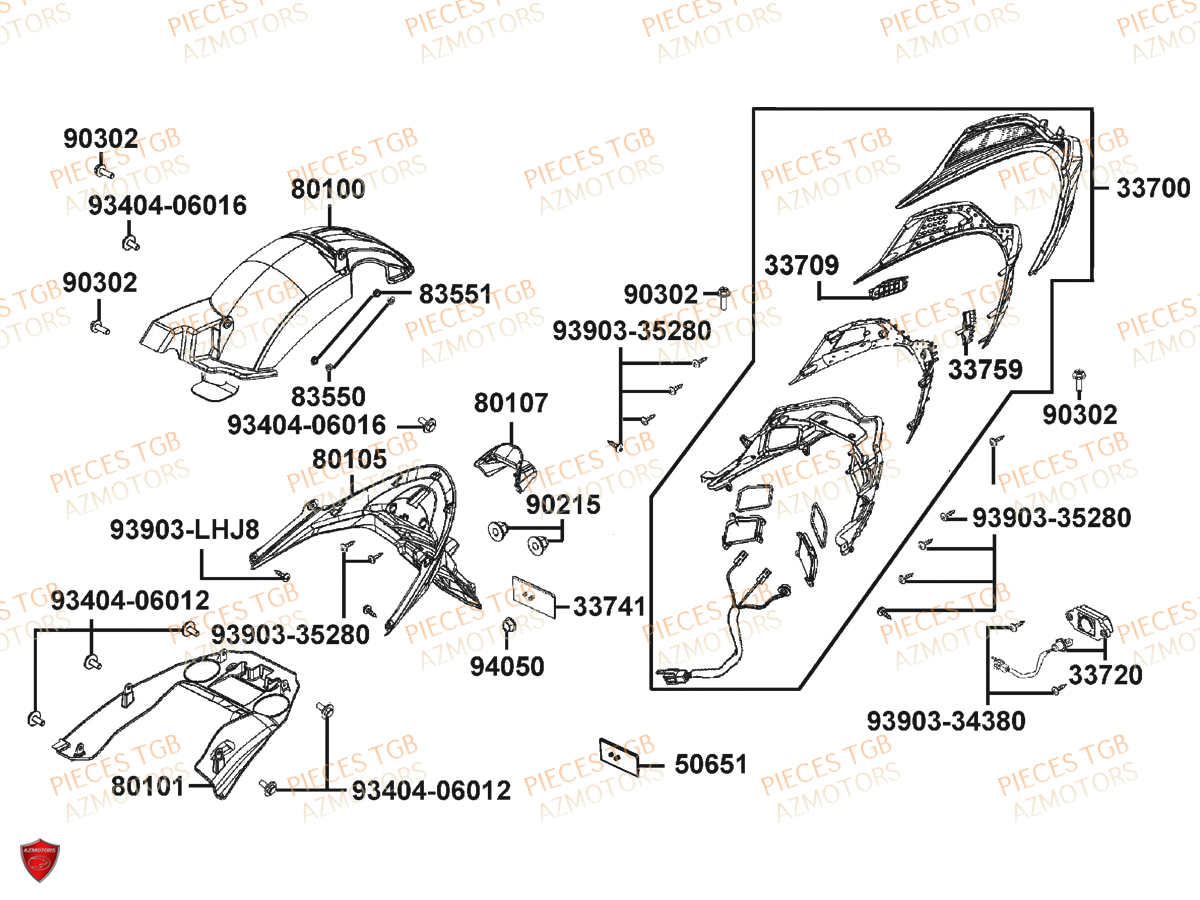 Feu Arriere KYMCO Pièces X.TOWN 125 I CBS EURO 4 (KS25AD)