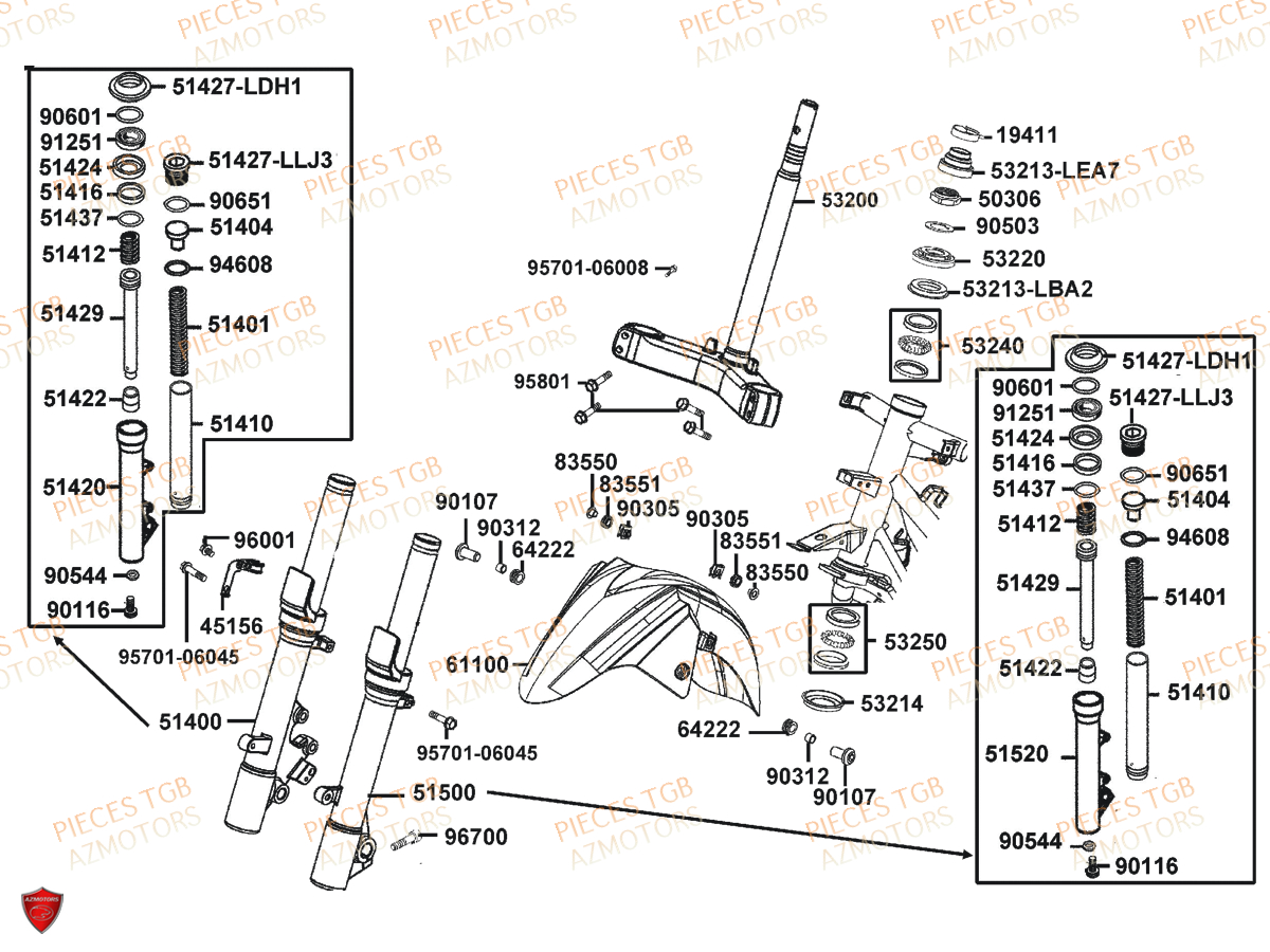 FOURCHE GARDE BOUE pour X TOWN 125I E4