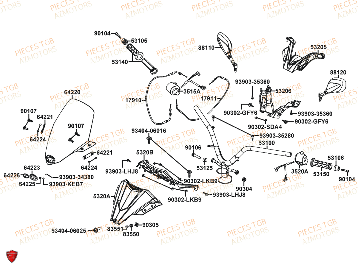 GUIDON RETROVISEURS pour X TOWN 125I E4