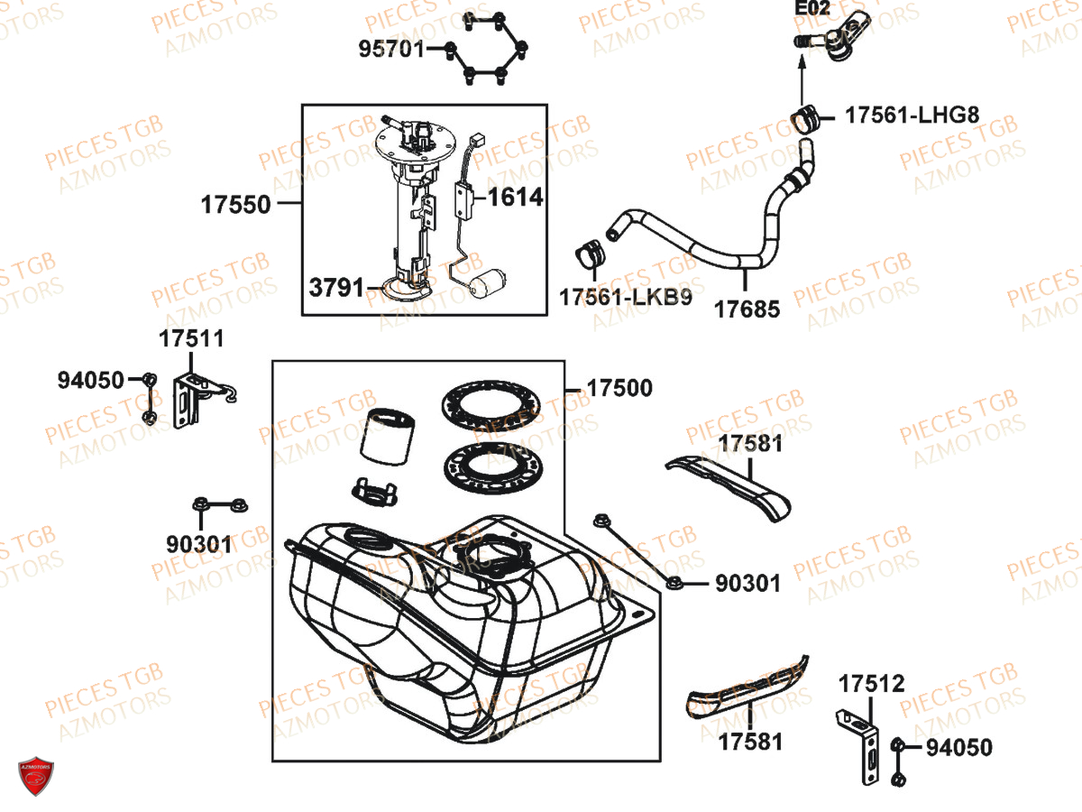 Reservoir A Carburant KYMCO Pièces X.TOWN 125 I CBS EURO 4 (KS25AD)