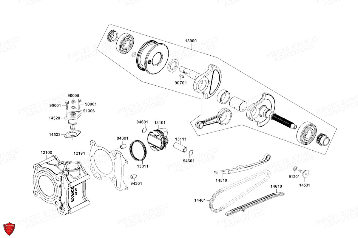 Cylindre Piston KYMCO PIECES X.TOWN 125 I CBS EURO 5 (KS25BB)