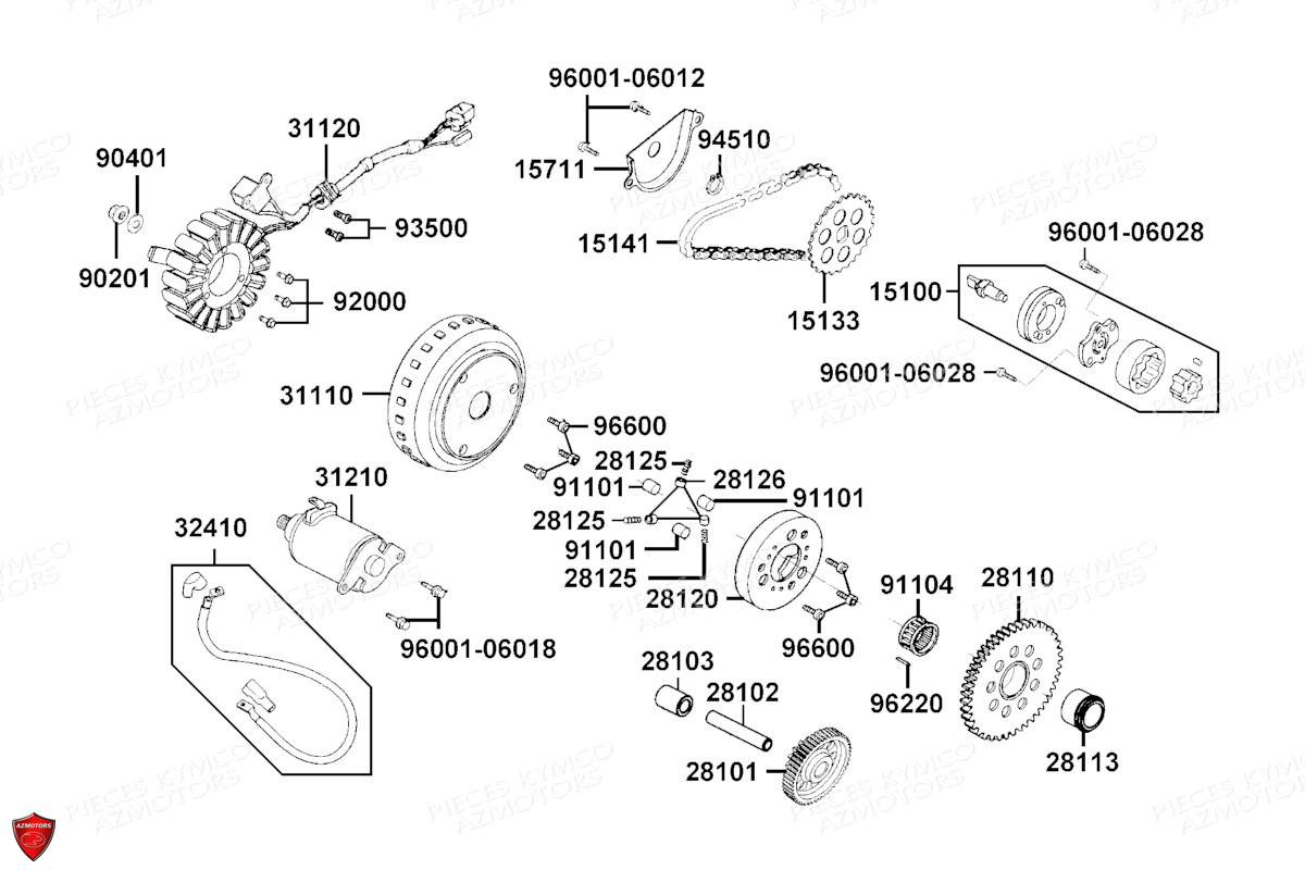 Demarreur Allumage Pompe A Huile KYMCO PIECES X.TOWN 125 I CBS EURO 5 (KS25BB)