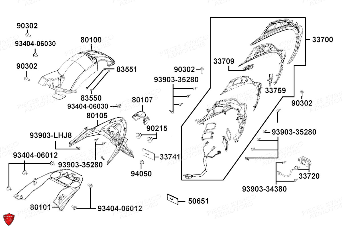 Feu Arriere KYMCO PIECES X.TOWN 125 I CBS EURO 5 (KS25BB)