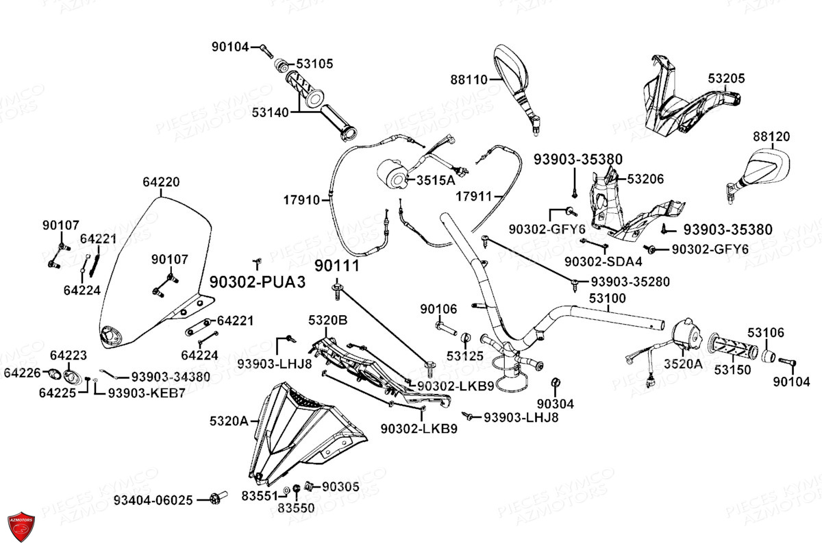 GUIDON RETROVISEURS pour X TOWN 125 CBS EURO 5