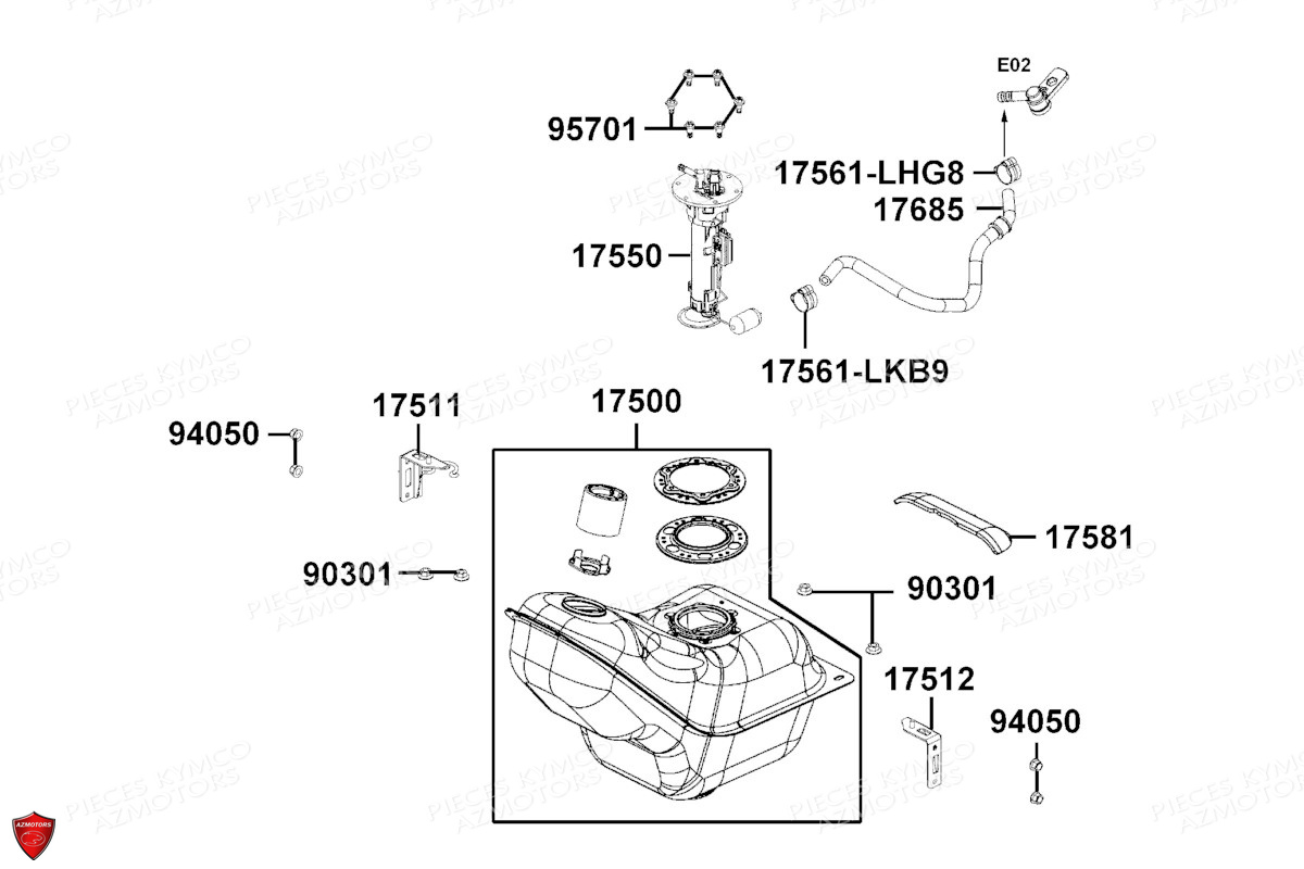 RESERVOIR_A_CARBURANT KYMCO PIECES SCOOTER X.TOWN 125 I CBS EURO 5 (KS25BB)