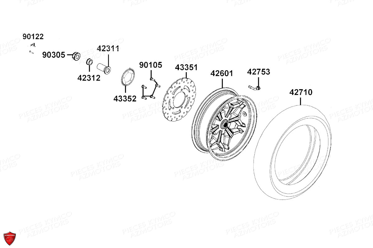 Roue Arriere KYMCO PIECES X.TOWN 125 I CBS EURO 5 (KS25BB)