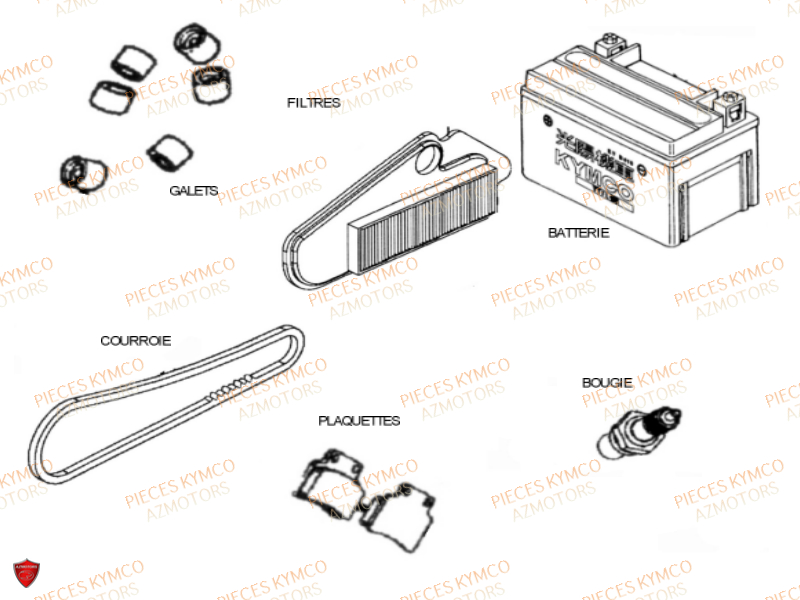 BATTERIE YTX4L-BS YUASA (ORIGINE) KYMCO pour 1.CONSOMMABLES de YUP-50-2T