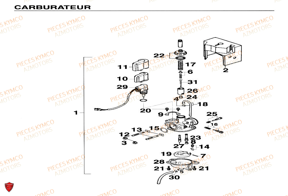 Carburateur KYMCO Pieces Scooter YUP 50cc 2T (SF10CA)