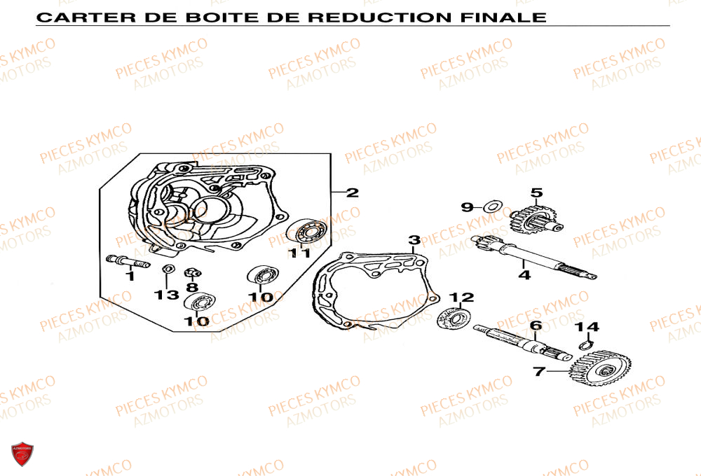 CARTER_DE_BOITE KYMCO Pièces Scooter KYMCO YUP 50cc 2T 