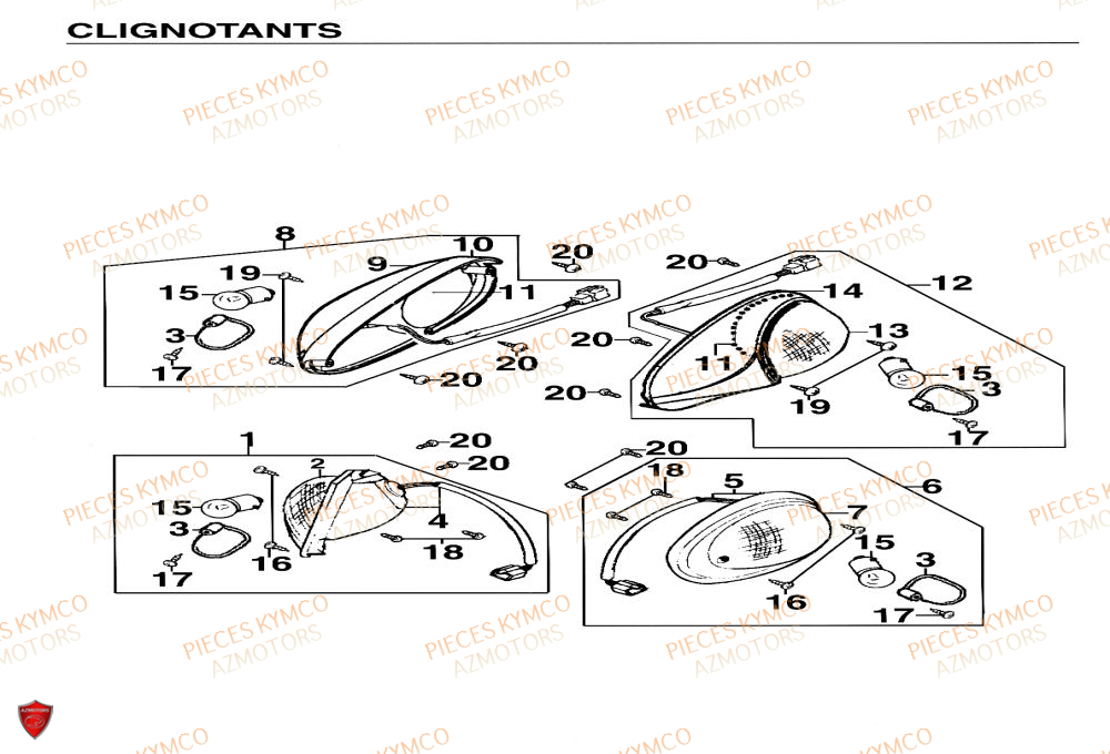 Clignotants KYMCO Pieces Scooter YUP 50cc 2T (SF10CA)