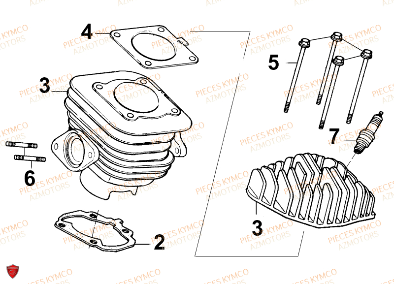 Cylindre KYMCO Pieces Scooter YUP 50cc 2T (SF10CA)