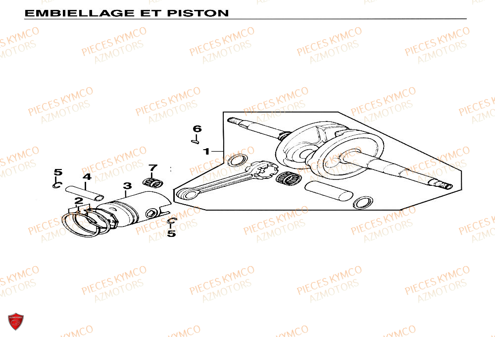 Embiellage KYMCO Pieces Scooter YUP 50cc 2T (SF10CA)