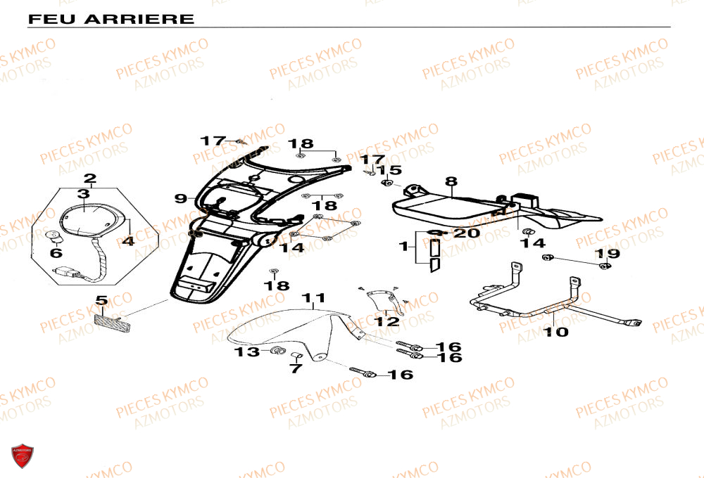 FEU ARRIERE pour YUP-50-2T