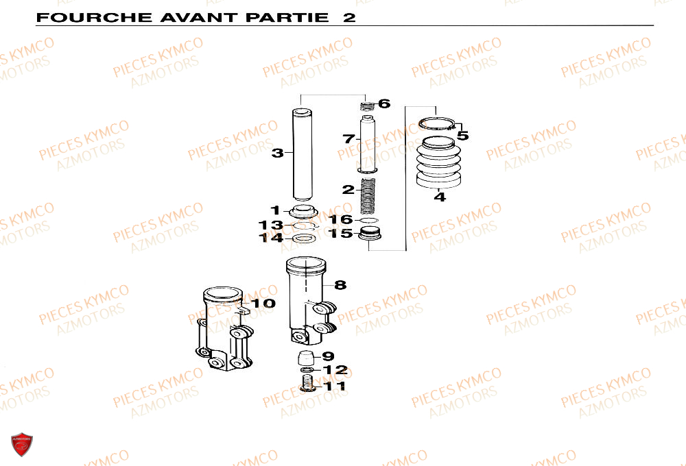 Fourche Partie 2 KYMCO Pieces Scooter YUP 50cc 2T (SF10CA)