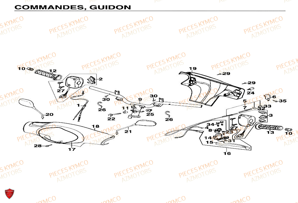 Guidon KYMCO Pieces Scooter YUP 50cc 2T (SF10CA)
