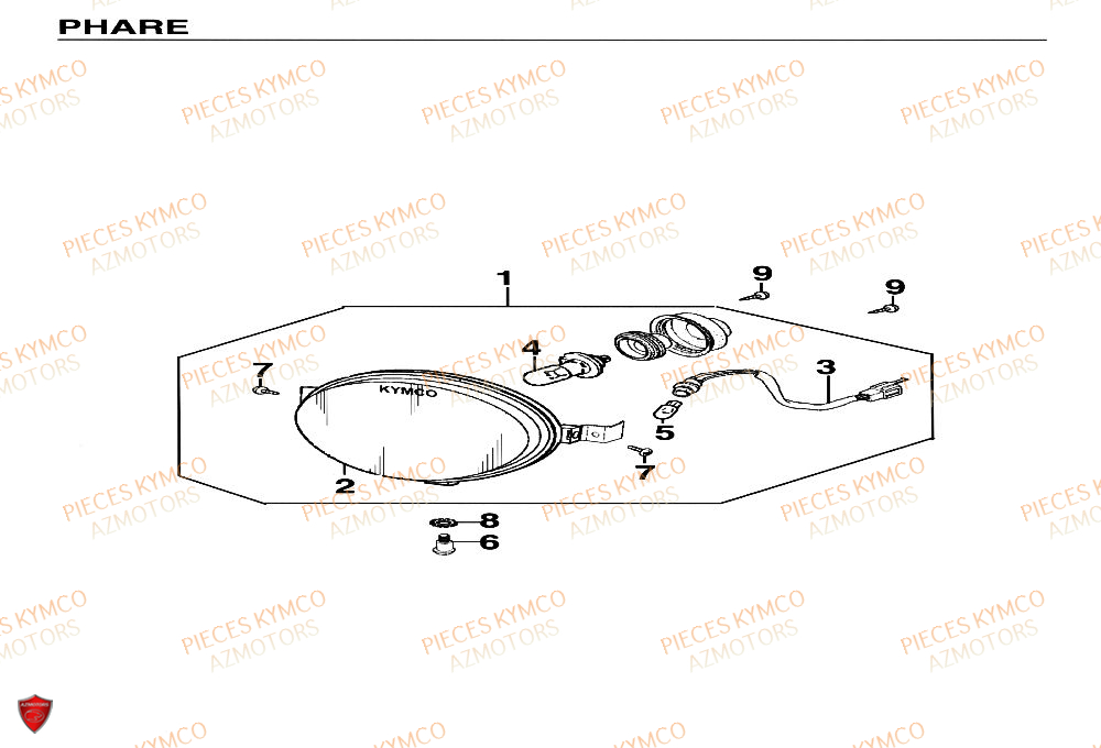 Phare KYMCO Pieces Scooter YUP 50cc 2T (SF10CA)