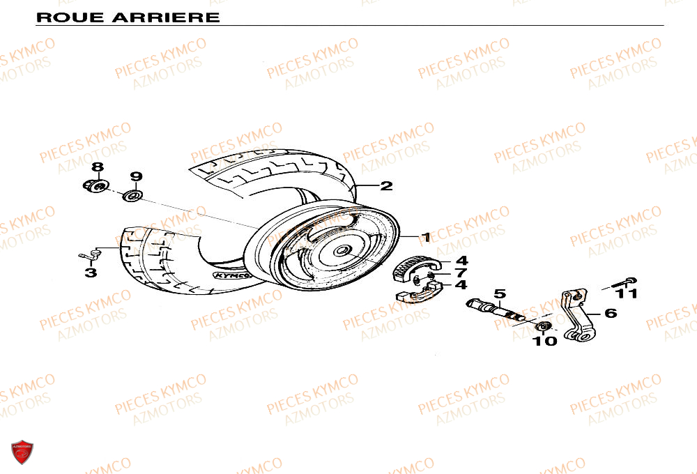 ROUE ARRIERE KYMCO YUP 50 2T