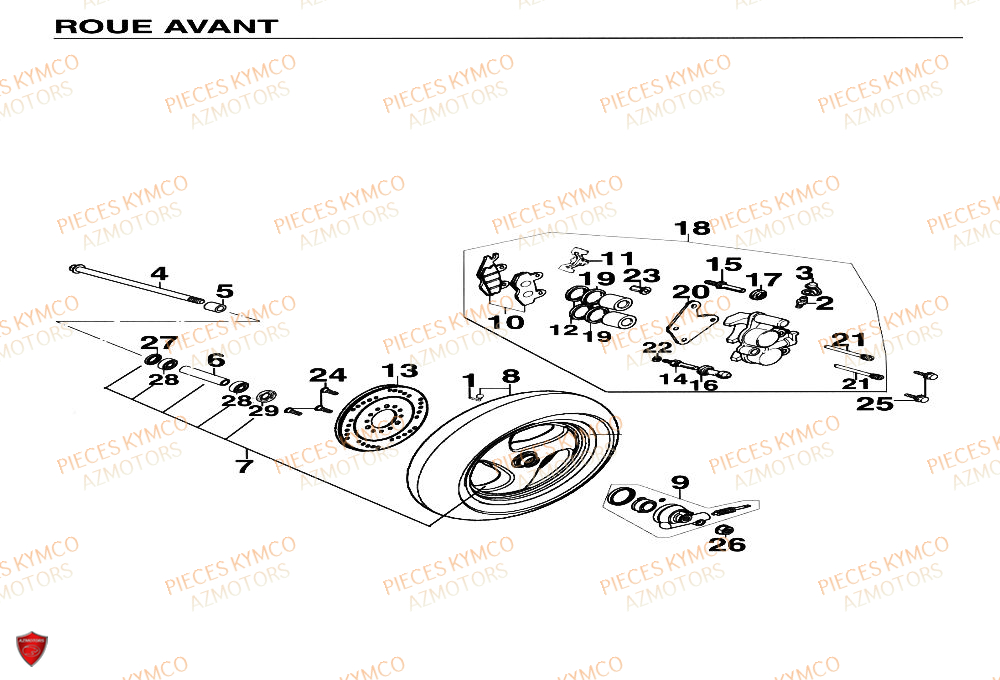JEU DE PLAQUETTES DE FREIN KYMCO pour ROUE AVANT de YUP-50-2T