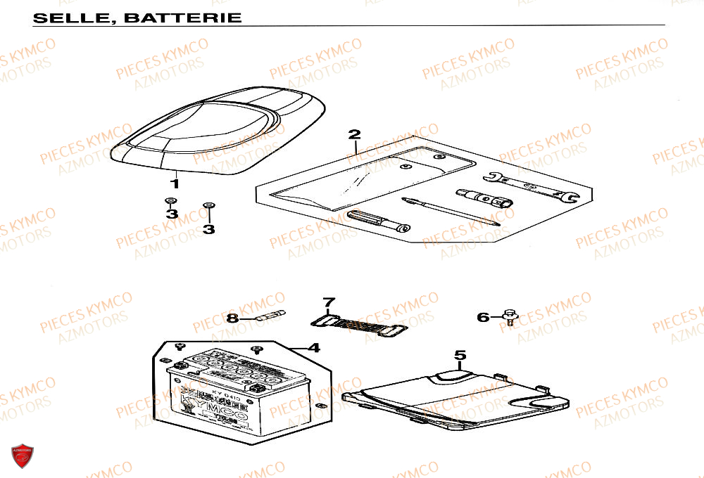 BATTERIE YTX4L-BS YUASA (ORIGINE) KYMCO pour SELLE de YUP-50-2T