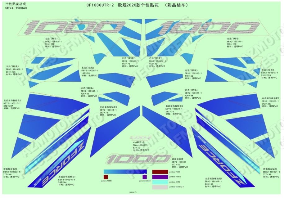 Decors Bleu CFMOTO Pièces Origine CFMOTO ZFORCE 1000 EPS (2020)