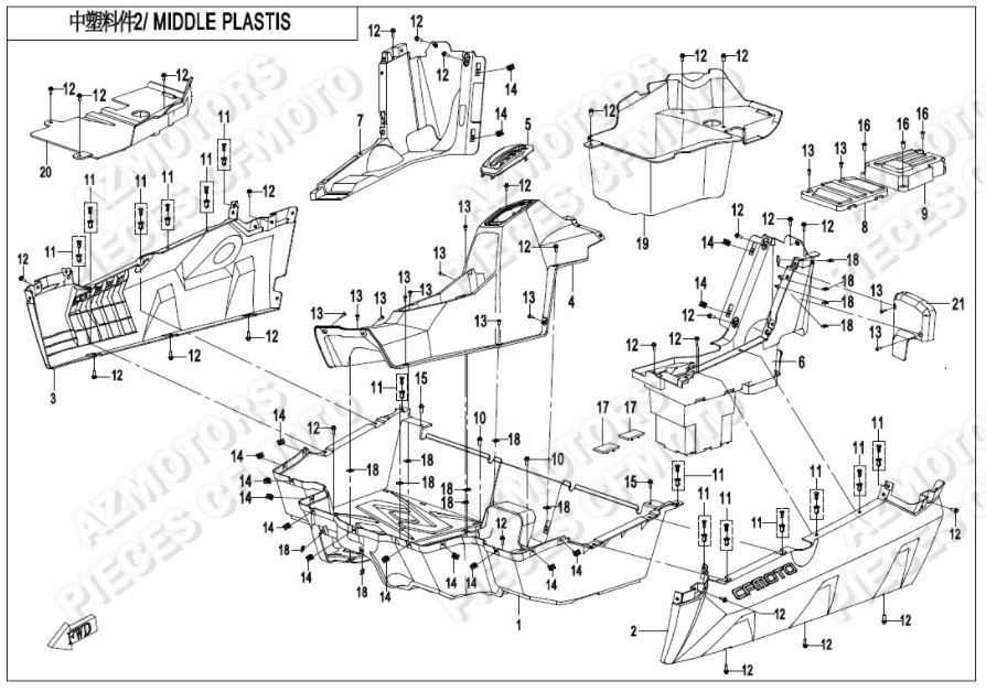Plancher CFMOTO Pièces Origine CFMOTO ZFORCE 1000 EPS (2020)
