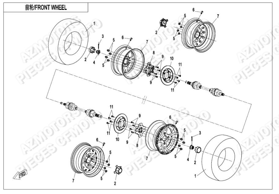 Roues Avant CFMOTO Pièces Origine CFMOTO ZFORCE 1000 EPS (2020)