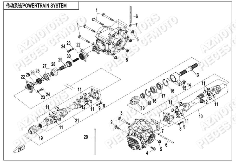 Transmission CFMOTO Pièces Origine CFMOTO ZFORCE 1000 EPS (2020)