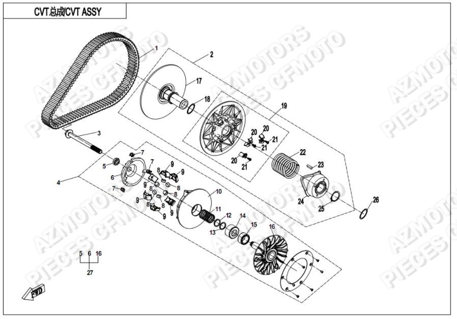 Variateur CFMOTO Pièces Origine CFMOTO ZFORCE 1000 EPS (2020)